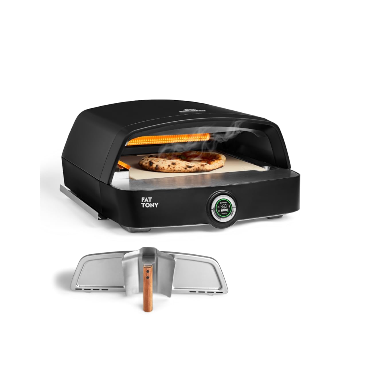 BURNHARD Gas-Pizzaofen FAT TONY, 450 °C – 650 °C, 8 kW Outdoor Ofen für Pizza (62,5 x 57,5 x 28,5 cm) inkl. Cordierit-Pizzastein, geeignet für Terrasse, Balkon und Garten